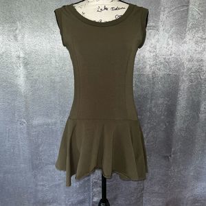 Kathleen Kirkwood olive green sleeveless tunic with flare bottom small